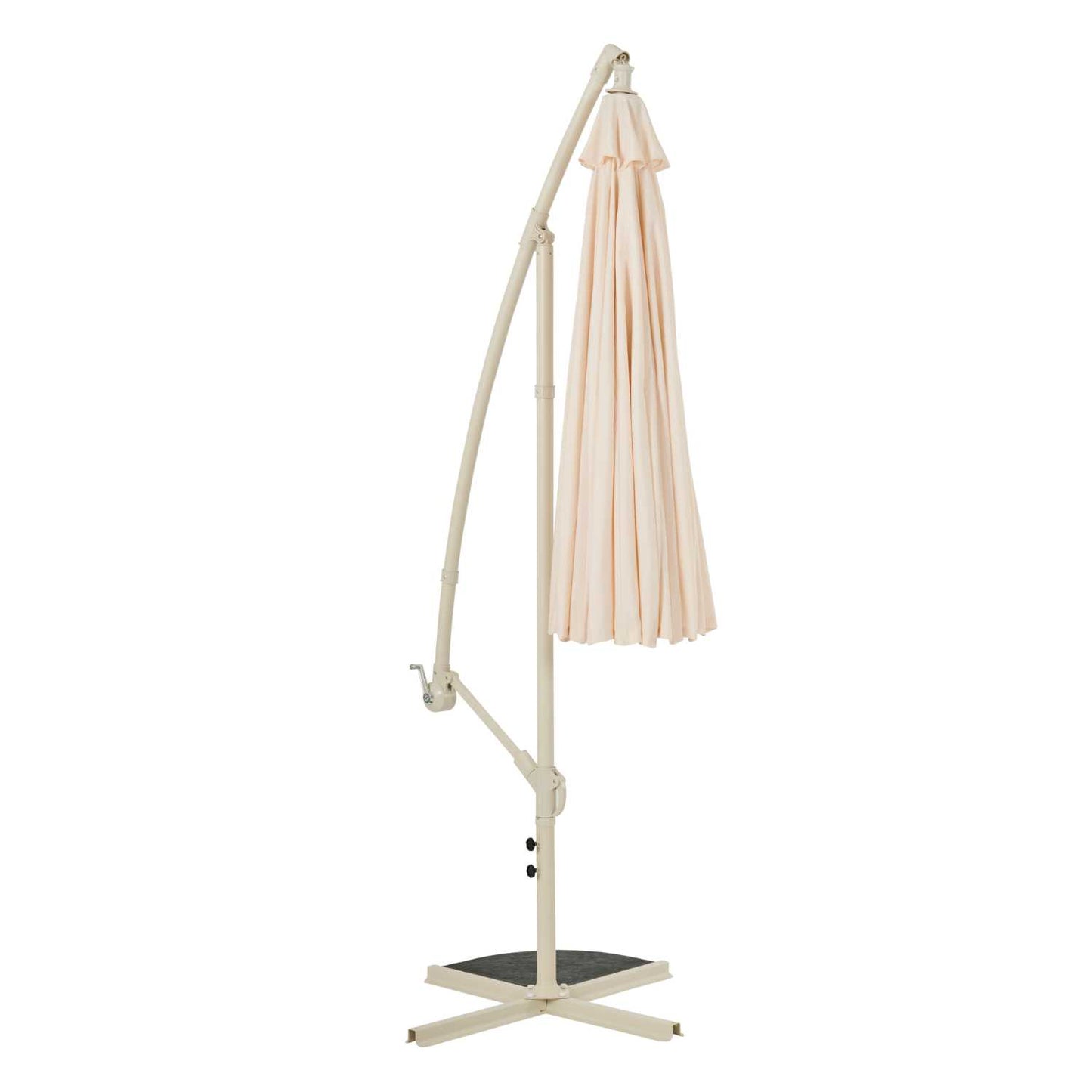 Casa – Hangende Parasol ‘Floriasa’ – Ø 274 x 248 cm – Draaibare Zweefparasol – UV-bescherming – Verstelbaar – Weerbestendig – Kleur: Zand – Voor Tuin, Terras of Balkon