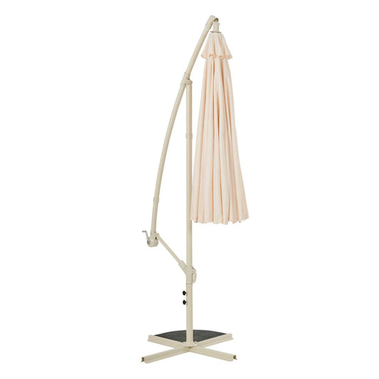 Casa – Hangende Parasol ‘Floriasa’ – Ø 274 x 248 cm – Draaibare Zweefparasol – UV-bescherming – Verstelbaar – Weerbestendig – Kleur: Zand – Voor Tuin, Terras of Balkon