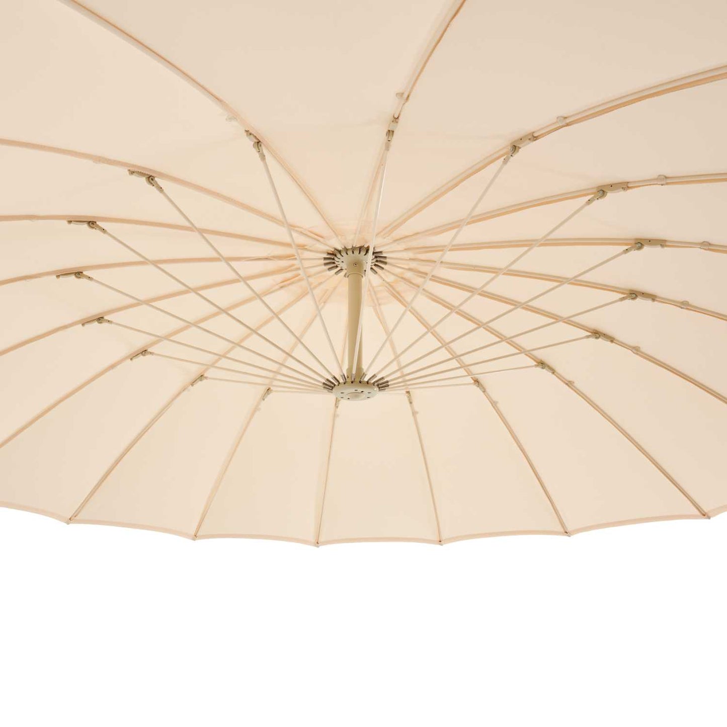 Casa – Hangende Parasol ‘Floriasa’ – Ø 274 x 248 cm – Draaibare Zweefparasol – UV-bescherming – Verstelbaar – Weerbestendig – Kleur: Zand – Voor Tuin, Terras of Balkon