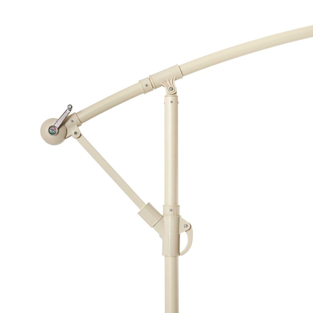 Casa – Hangende Parasol ‘Floriasa’ – Ø 274 x 248 cm – Draaibare Zweefparasol – UV-bescherming – Verstelbaar – Weerbestendig – Kleur: Zand – Voor Tuin, Terras of Balkon