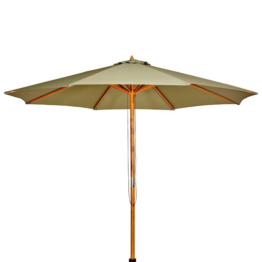 Grote Parasol Houten Tuinparasol Ø 300x260 cm – Extra Stevig & Stijlvol Zonnescherm voor Terras, Balkon & Tuin – Robuust Houtframe & UV-Beschermend Doek - Casa