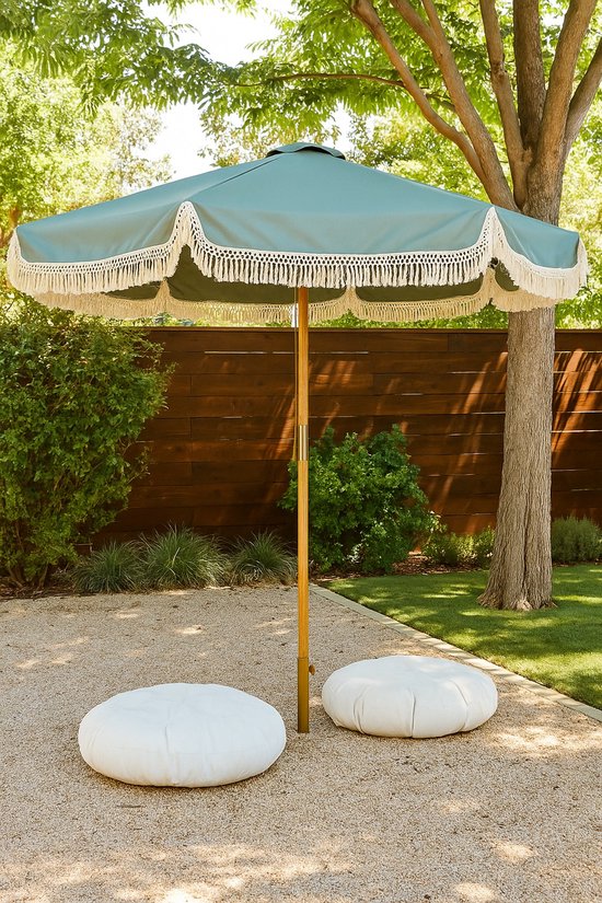 Casa - Volantes - Parasol ø300 x 260 cm - khaki groen – Weerbestendige Tuinparasol – Grote Rondvormige Zonwering - Grote Parasol